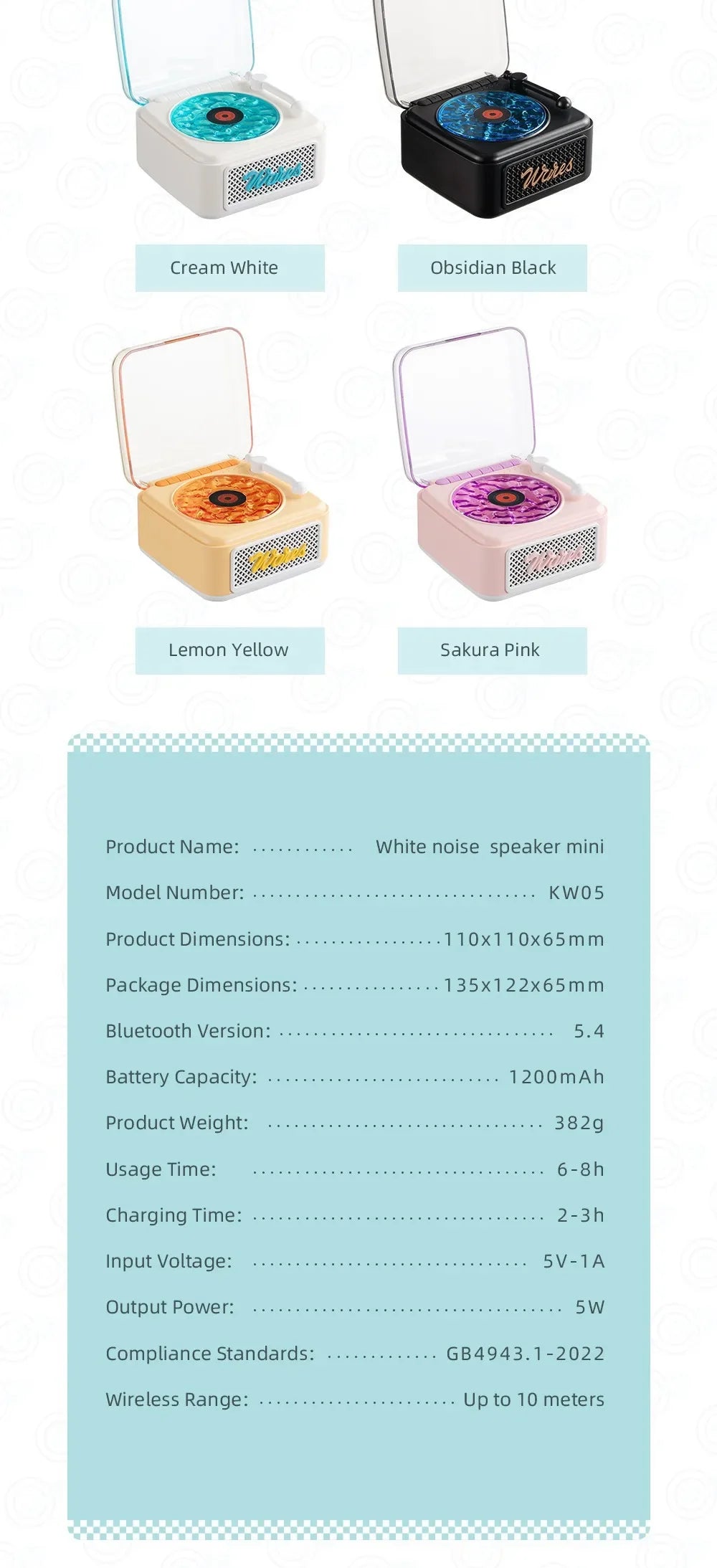 Bluetooth Speaker White Noise Sleep